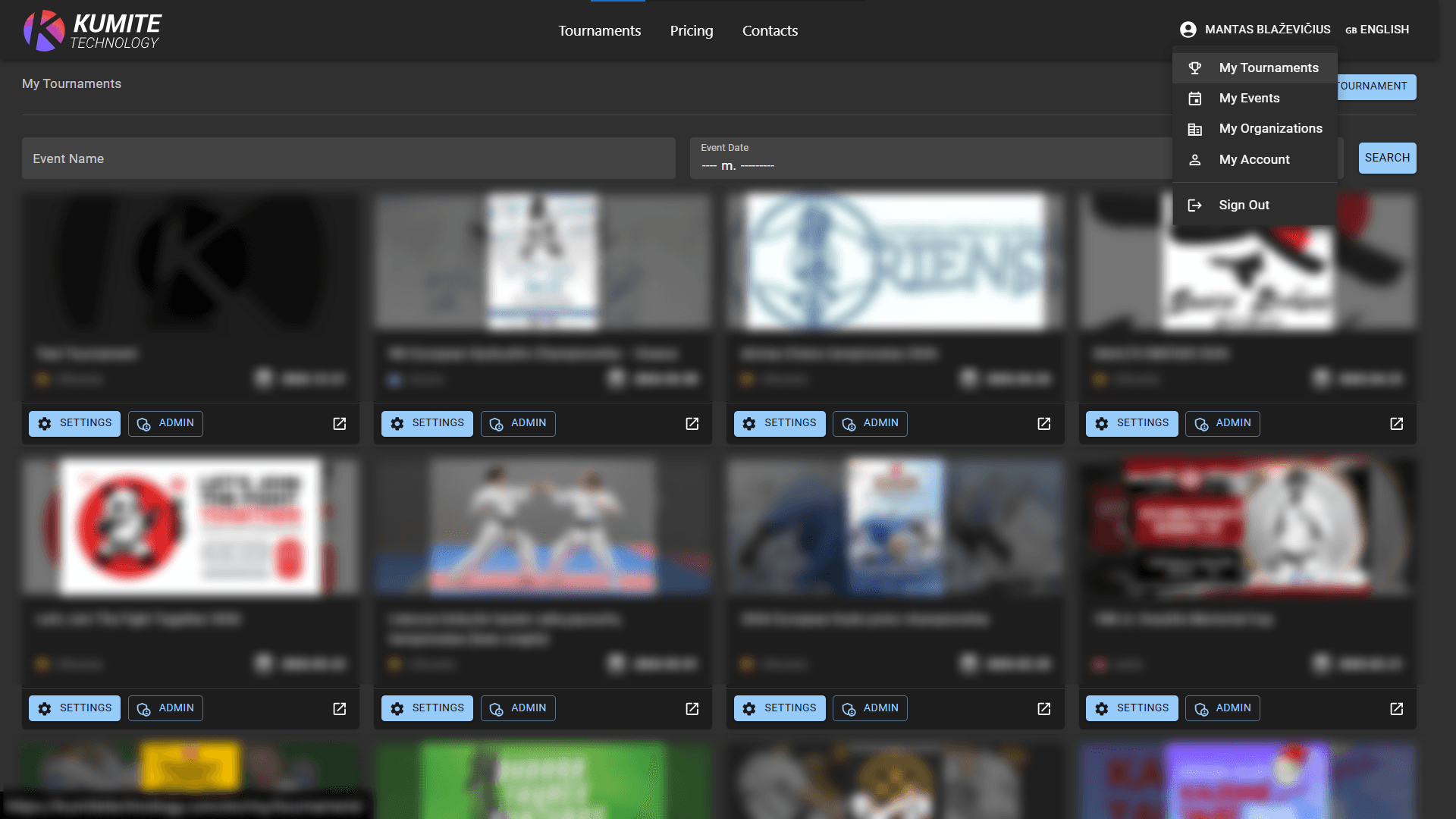 Accessing Tournament Settings