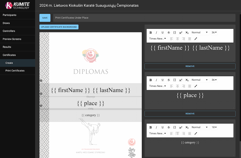 Certificates