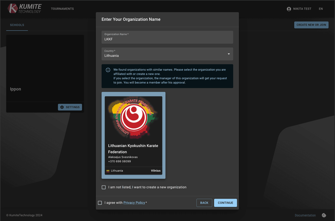 Join Existing Organization