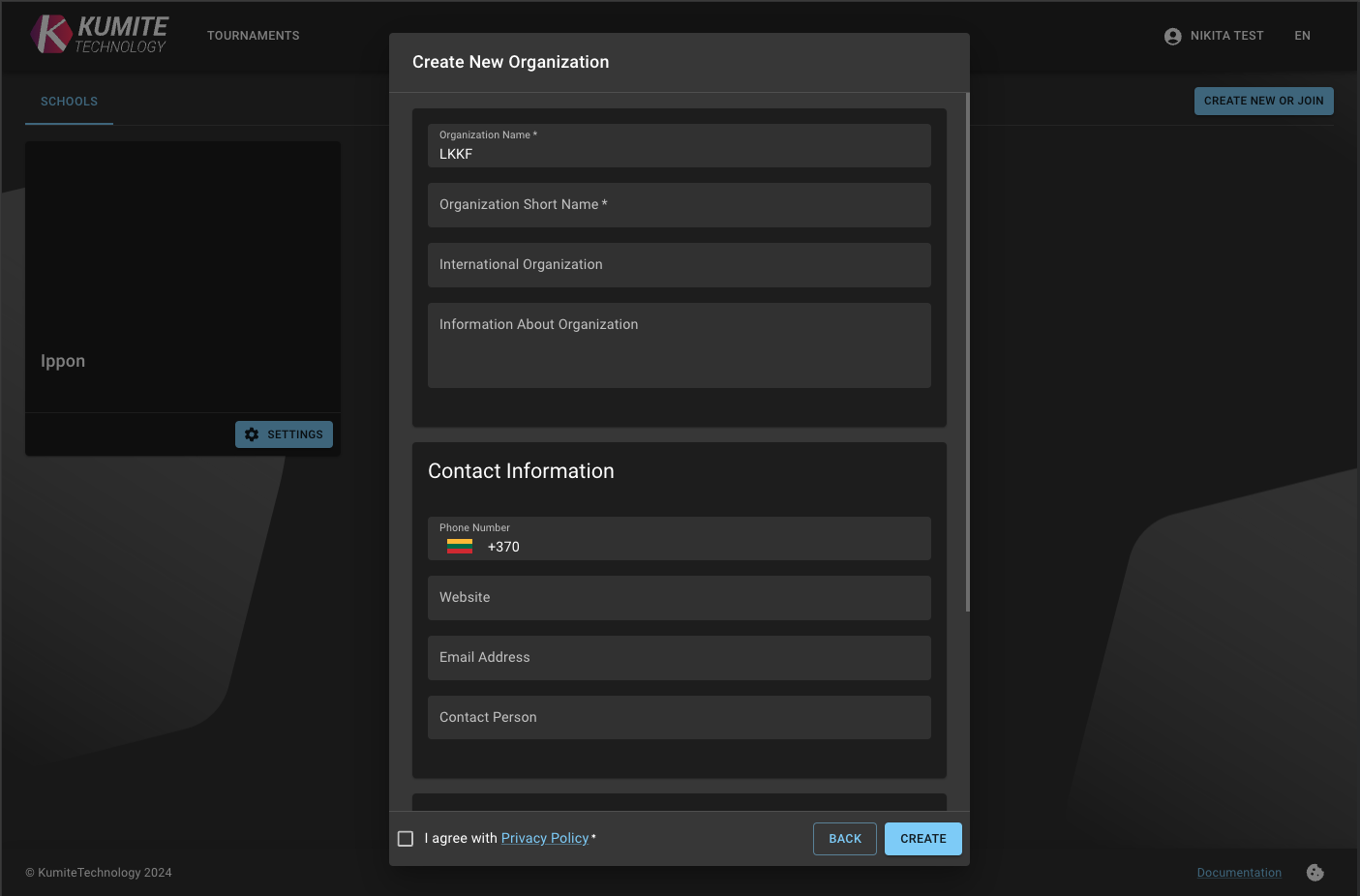 Complete Organization Registration