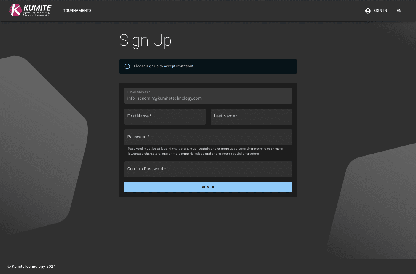 Accept Invitation - Register