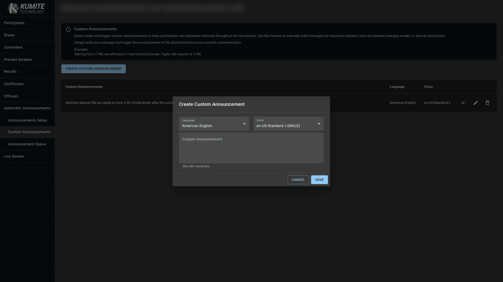 Create Custom Announcement